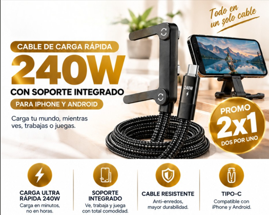 Cable Carga Rapida - 2 En 1 Premium 2X1