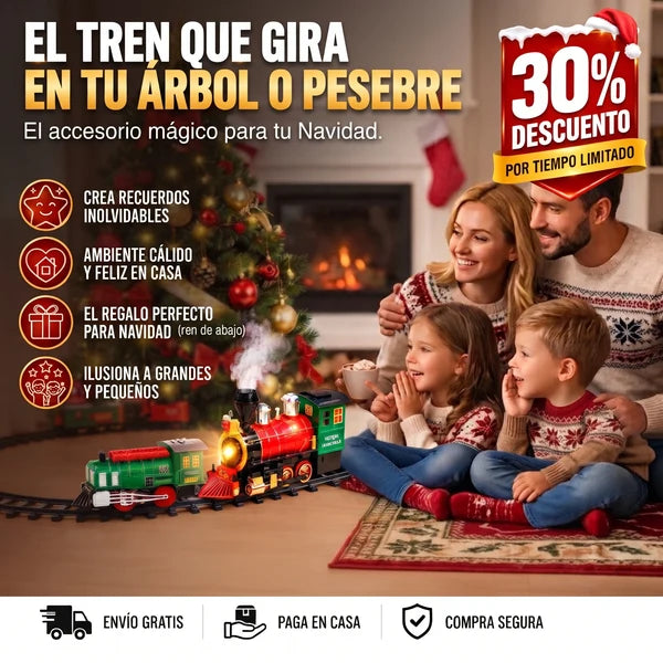 Tren Navideño Musical Luz y Sonido 22 Ps - La Magia de la Navidad Alrededor de tu Árbol