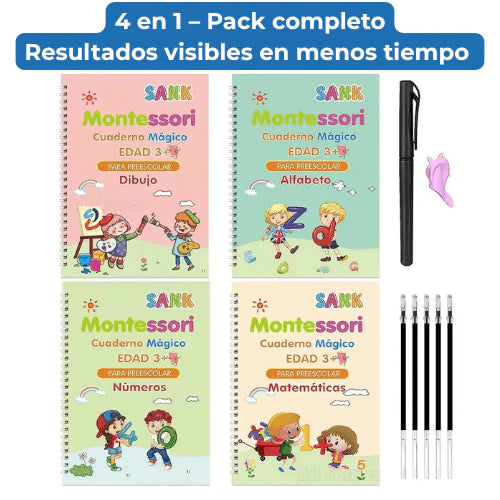 Set 4 Cuadernos Magic Caligrafia Montessori