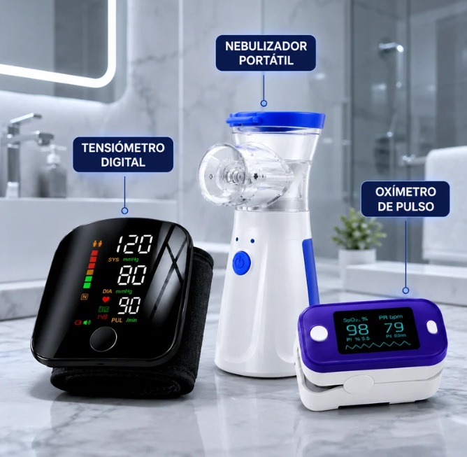 Kit Tensiómetro + Nebulizador + Oxímetro