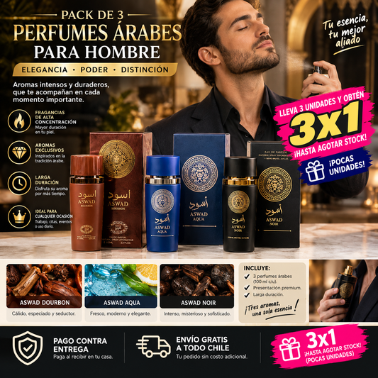 Pack de 3 perfumes Arabes Awsad - Hombre