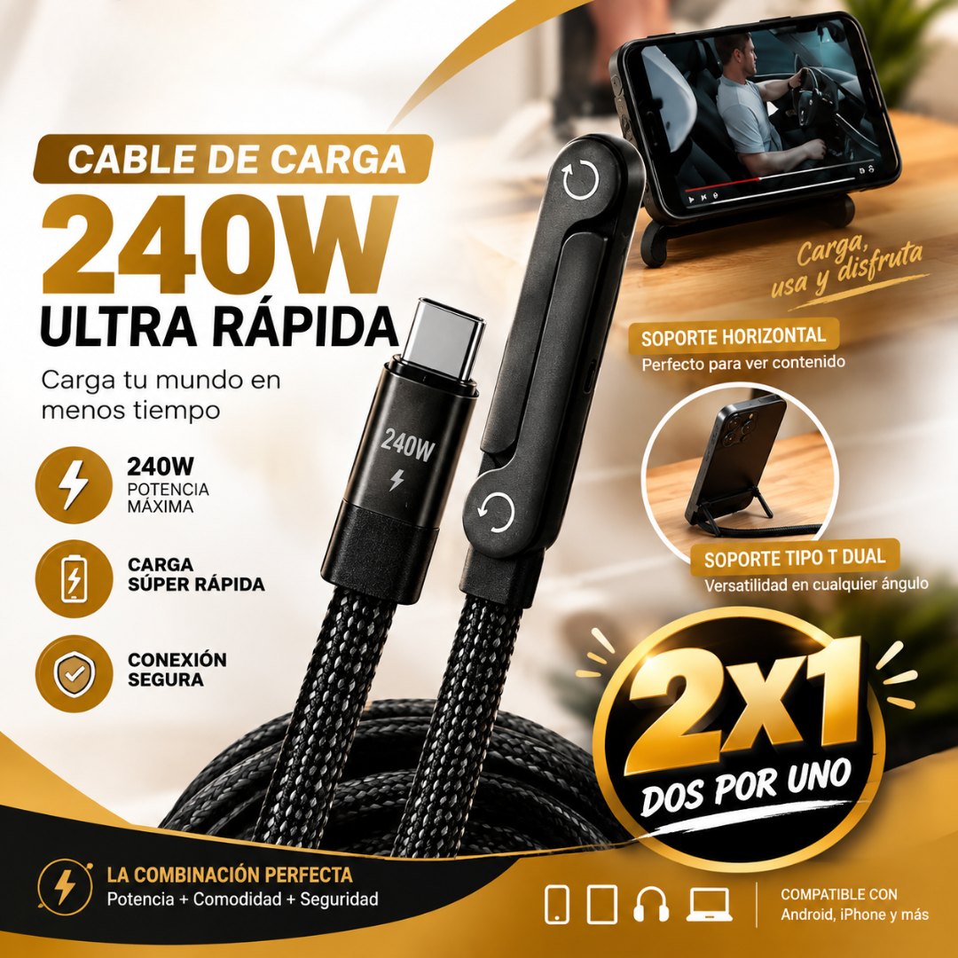 Cable Carga Rapida -  2 En 1 Premium 2X1