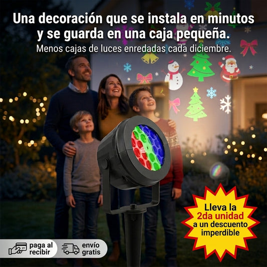 Proyector Luces Navideñas LED Viral - Diseños Intercambiables – Interior y Exterior.