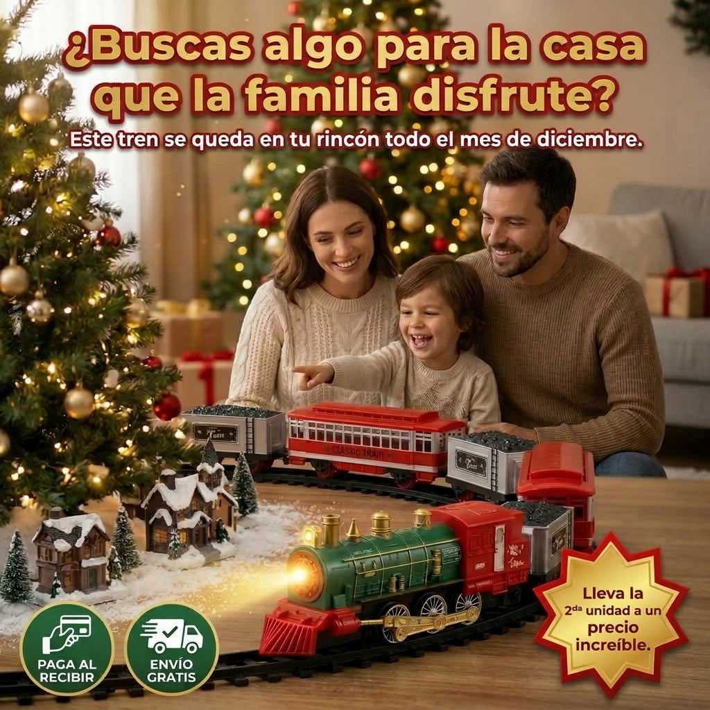 Tren Navideño Musical Luz y Sonido 22 Ps - La Magia de la Navidad Alrededor de tu Árbol
