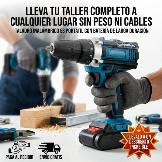 Taladro Inalambrico 2 Baterias y accesorios