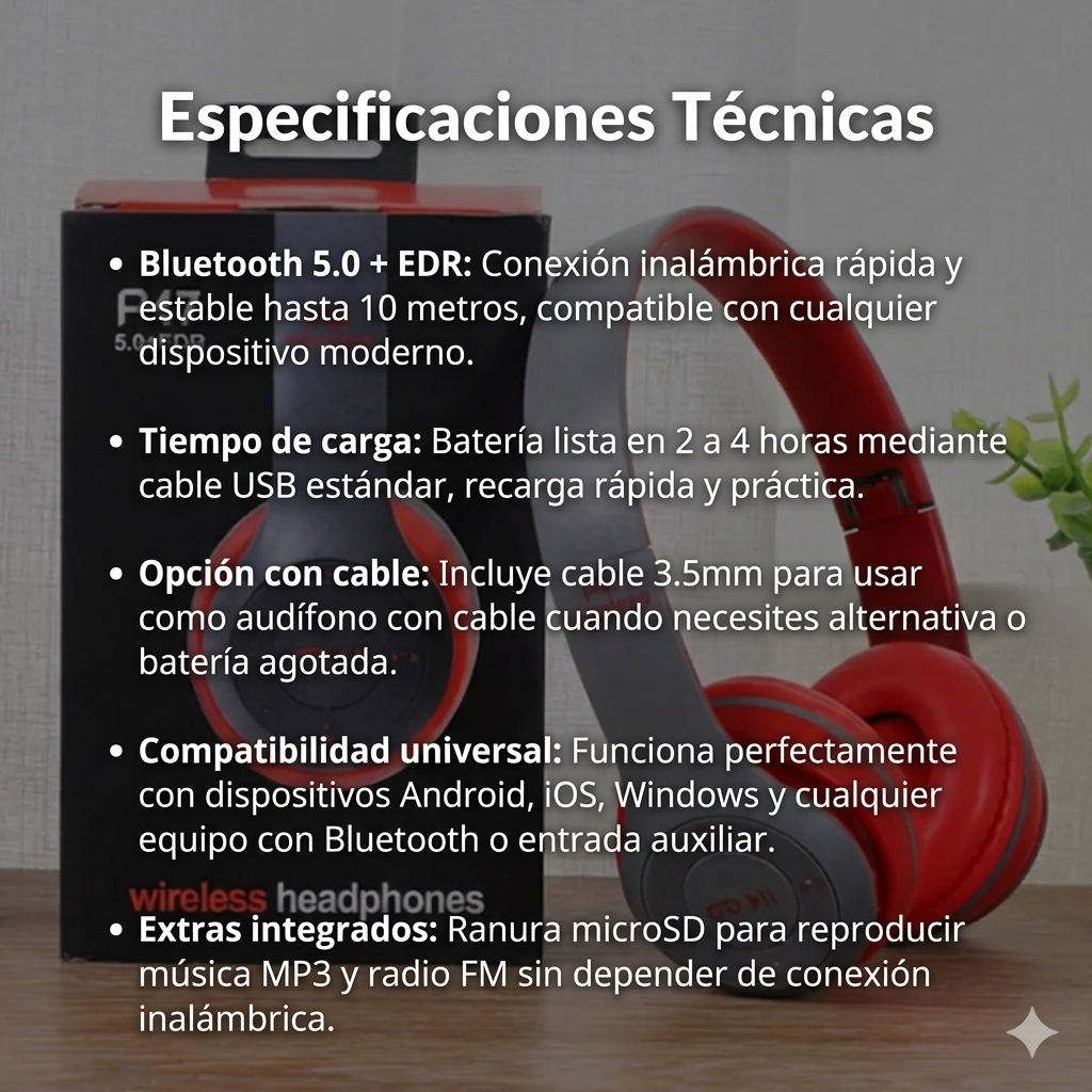 Audífonos Bluetooth Inalambricos P47