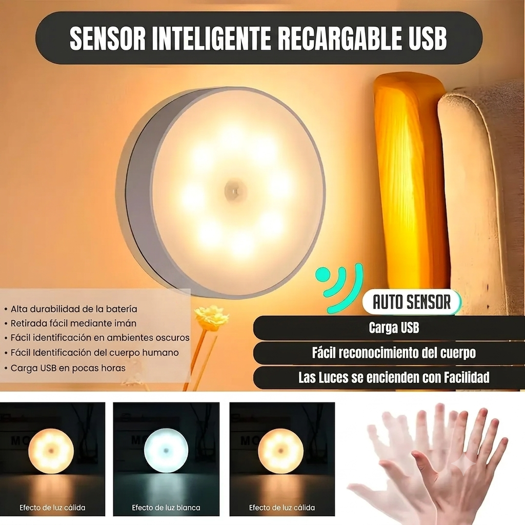 Luz Led Nocturna con Sensor Movimiento