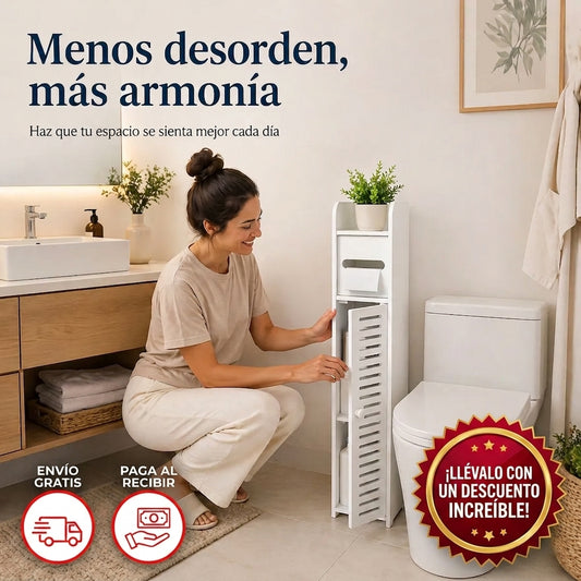 Mueble Organizador de Baño Delgado - Porta Papel - Pvc Impermeable