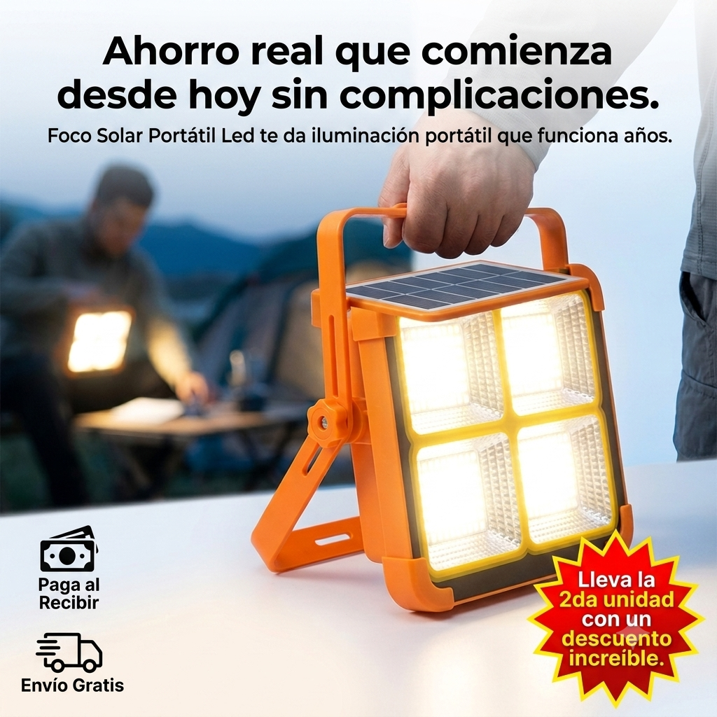 Foco Solar Portatil Led Cuadrado