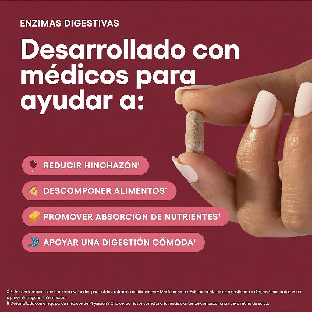 Digestive Enzymes - 60 Capsulas - Physician's Choice Enzimas Digestivas Prebióticos Probiótico.