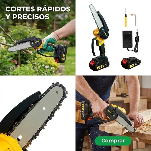 Kit Motosierra eléctrica inalámbrica | Sierra de Mano portátil con 2 baterías Recargables